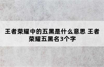 王者荣耀中的五黑是什么意思 王者荣耀五黑名3个字